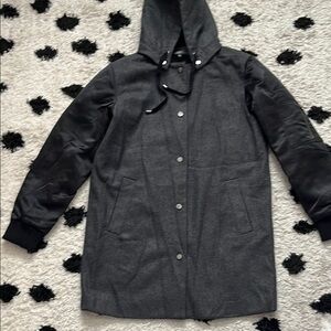 Matty m size xs Stylish Gray Hooded Women's Coat